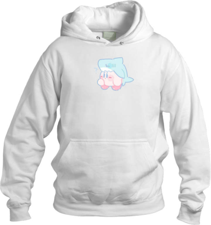 Cute Pink Anime Kirby Character Graphic Hoodie for Women and Men, Kawaii Cartoon White Pullover Sweatshirt 13