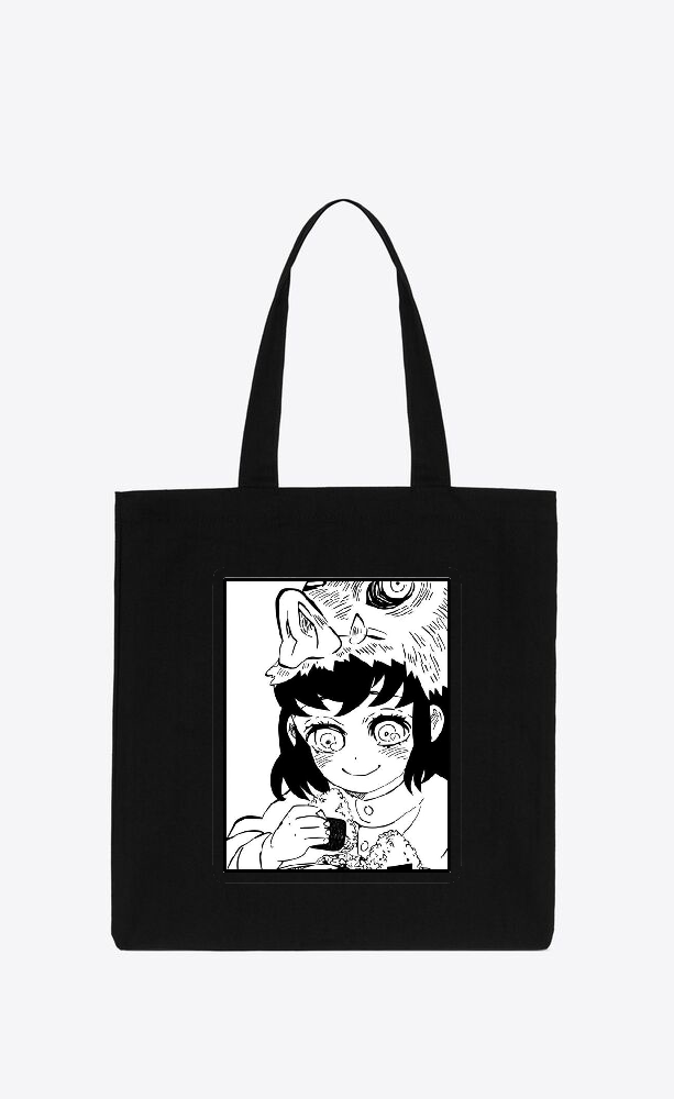 Anime Demon slayer nezuko tanjiro tote bag Black 12