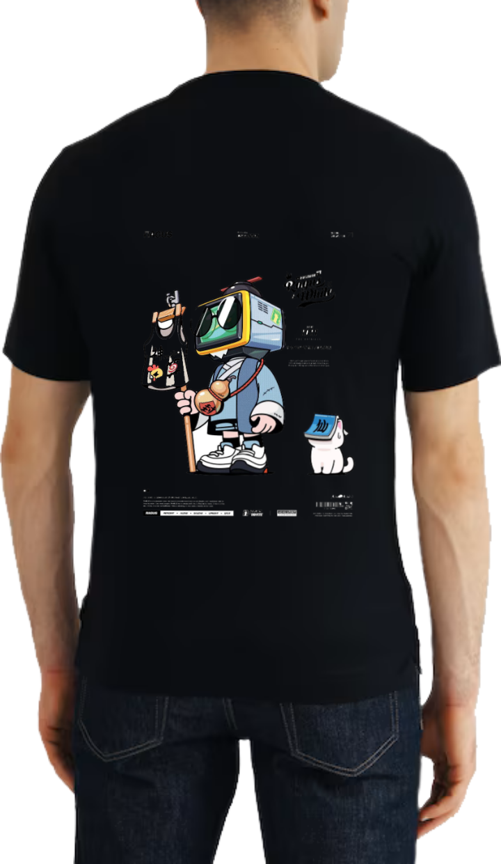 Monitor Head t- shirt One Size Black Back 13