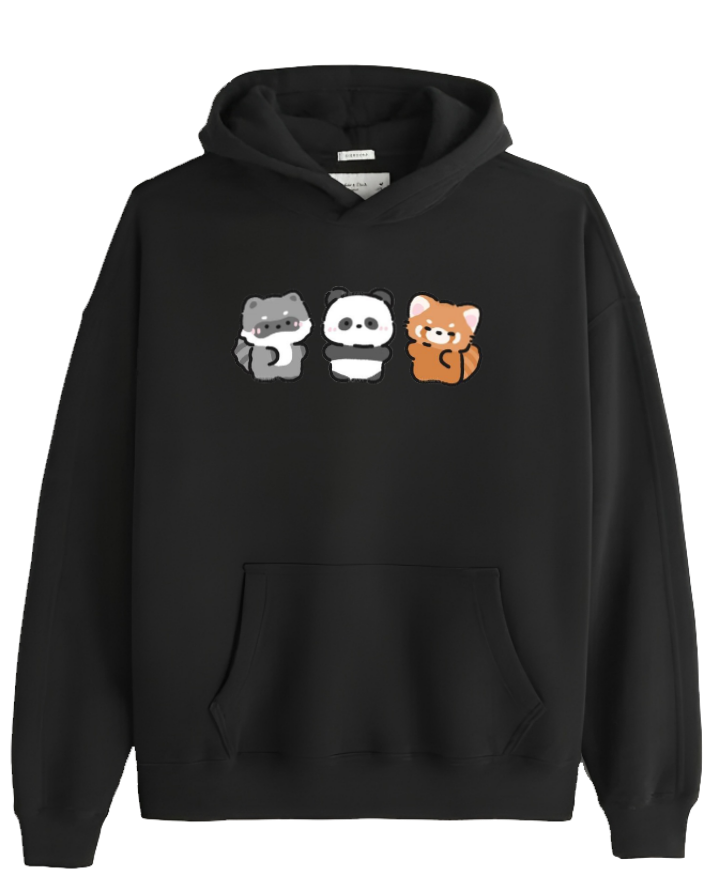 PANDA Oversize Hoodie Black 13