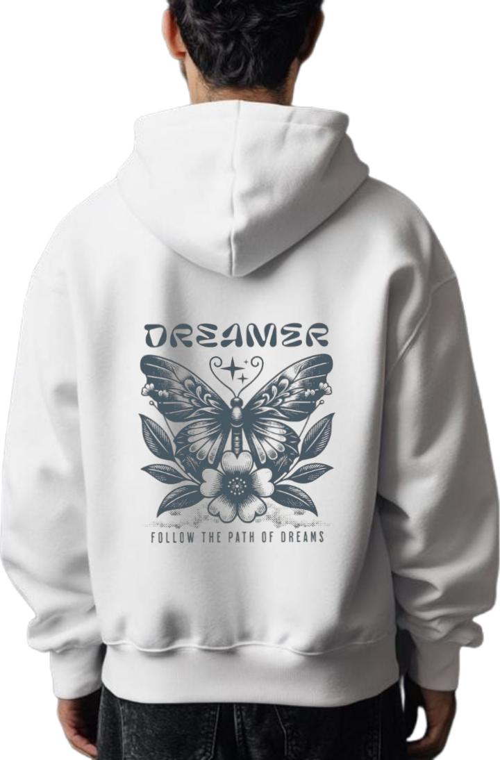 butterflies Oversize Hoodie White Back 14