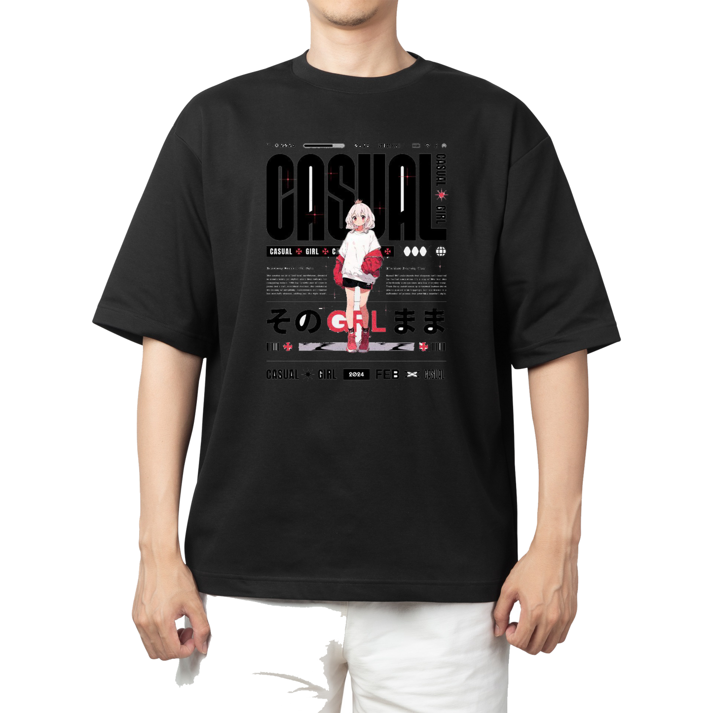 RANDOM ANIME GIRL t- shirt Black 15