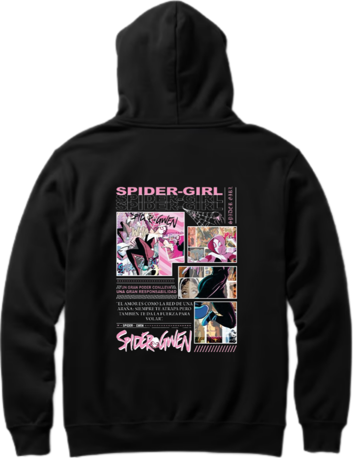 Spiderman One Size hoodie Black Back 14