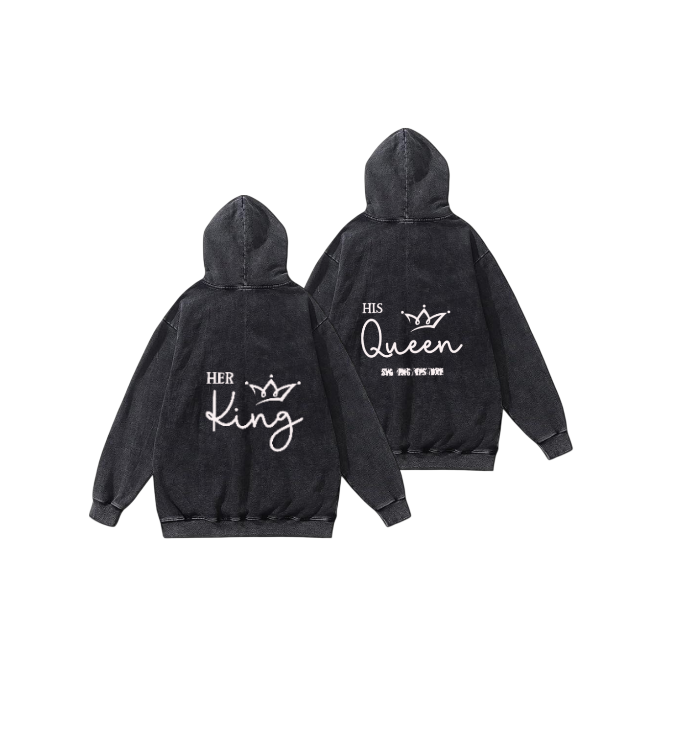 VaIentine coupIe Oversize Hoodie Washed gray Cables Back 14