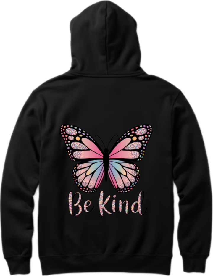 butterflies Oversize Hoodie Black Back 14