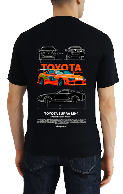 Toyota Supra Car t- shirt One Size Black Back 12