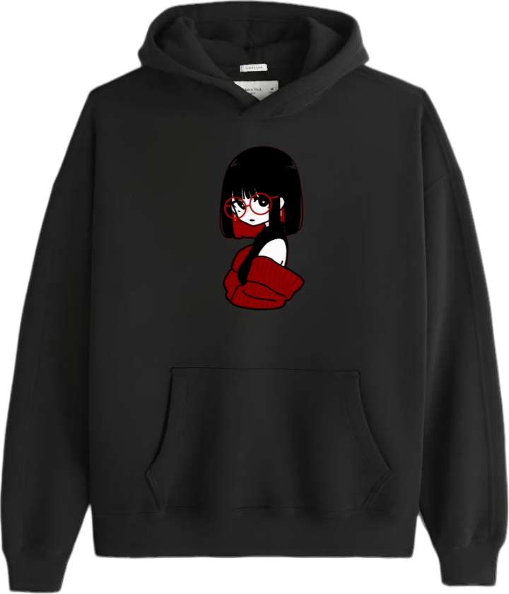 Illustration Over Size hoodie Black 13