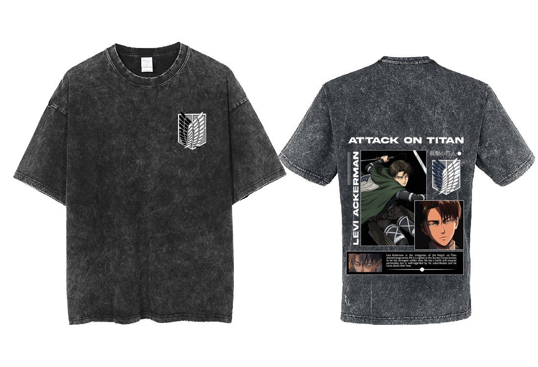 Anime Attack on titan shingeki no kyojin eren levi mikasa Aot Oversize t- shirt Washd acid back 14