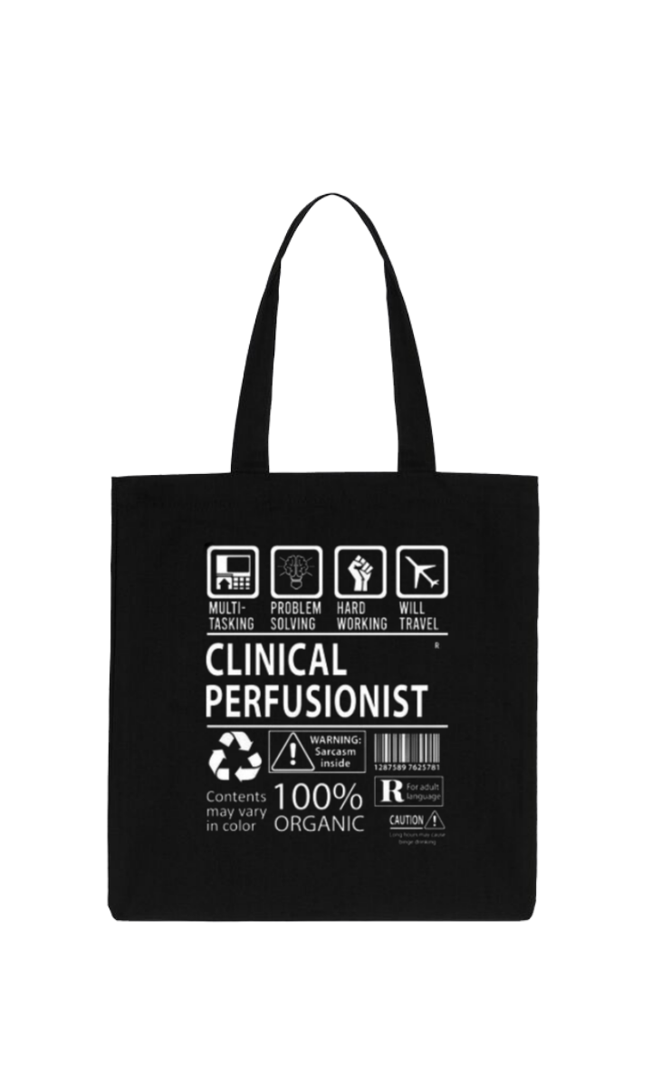 CLINICAL PERFUSIONIST Back text tote bag Black 129