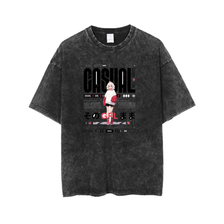RANDOM ANIME GIRL t- shirt Washed 14