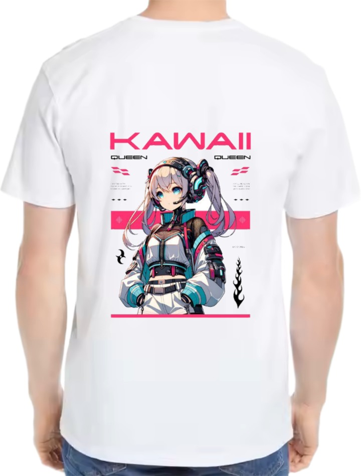 KAWAII t- shirt Over Size White Back 14
