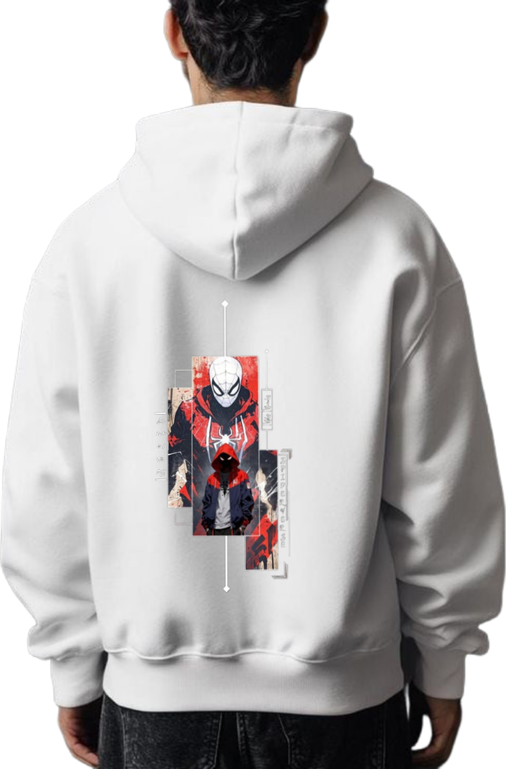 Spiderman One Size hoodie White Back 14