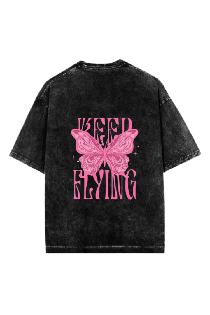 butterflies One Size t- shirt Washed Back 14