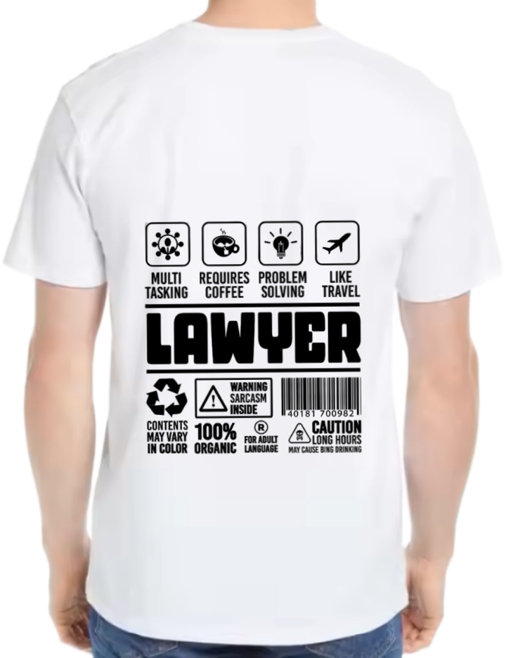 Lawyer Back text One Size t- shirt White Back 14