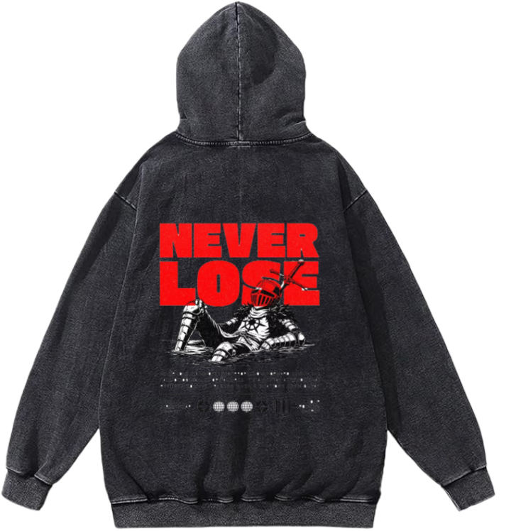 NEVER LOSE. Over Size hoodie Washed Back 109