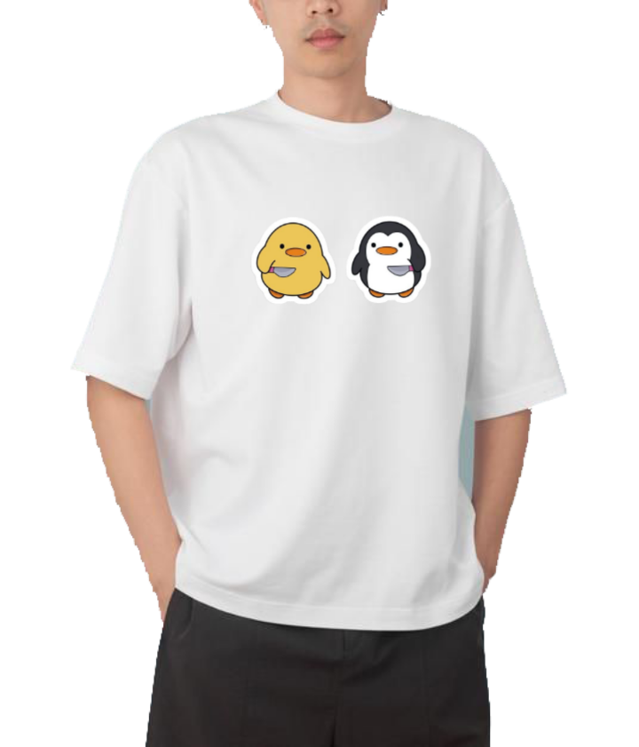 Duck with a Knife t- shirt Over Size White 14