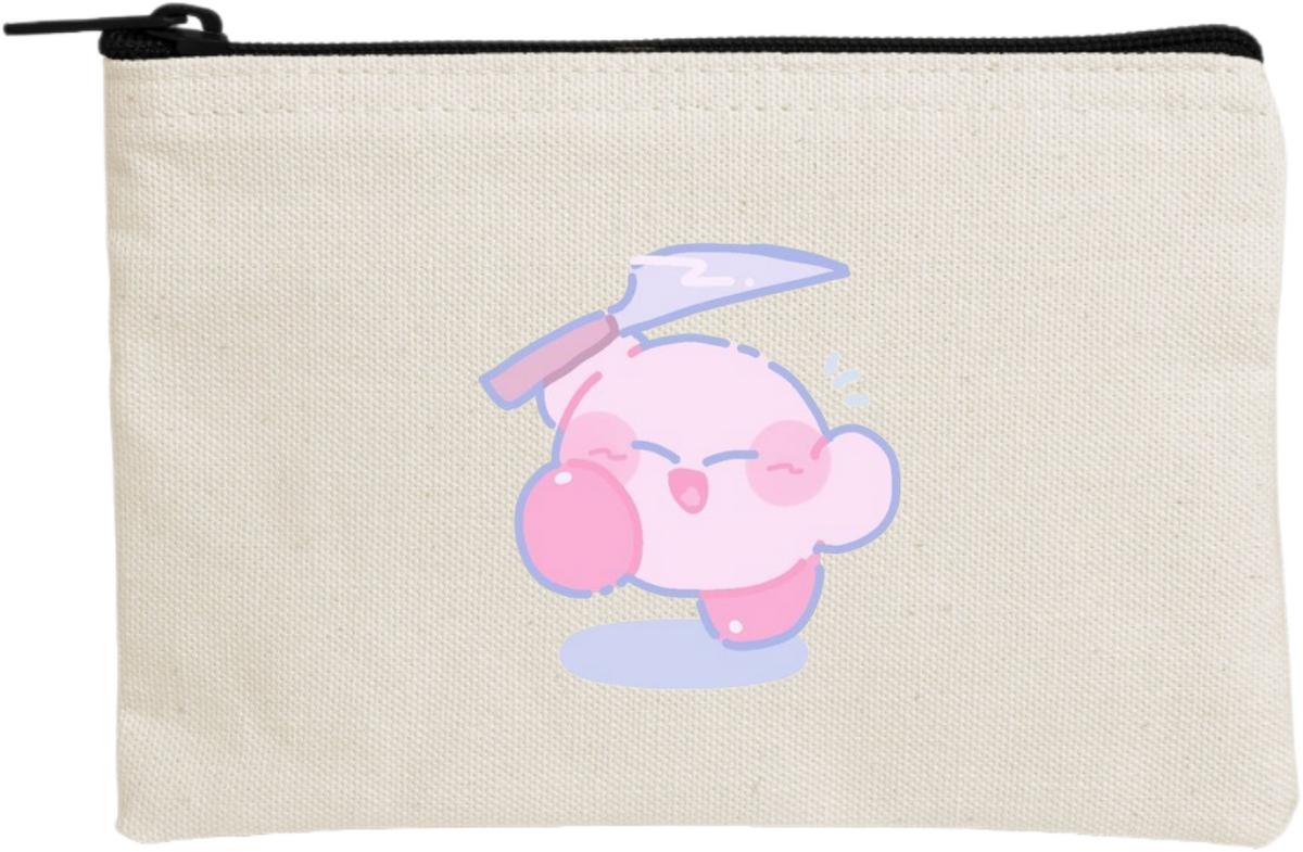 Kawaii Cute Kirby Canvas Makeup Pouch, Aesthetic Pink Anime Character Small Zipper Makeup Bag, Pencil Case, Travel Toiletry Pouch for Women and Girls 13
