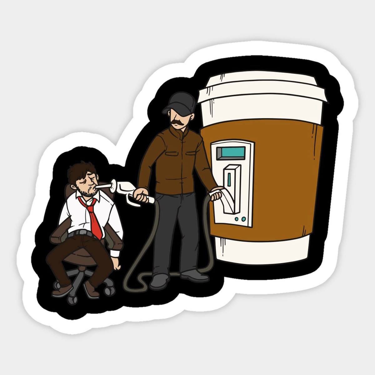 Funny Coffee Fuel Pump Sticker - Relatable Office Worker "Coffee is My Fuel" Sarcastic Vinyl Decal for Laptop, Water Bottle, Tumbler, and Journal