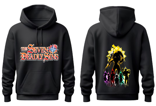 Anime Nanatsu no taizai seven deadly sins Oversize Hoodie Black Back 15