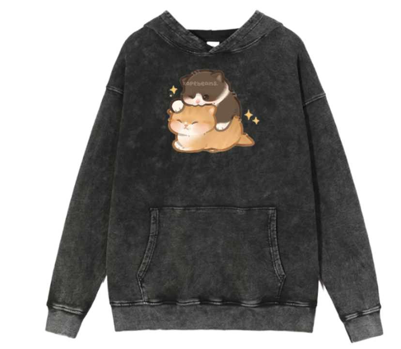 cat Oversize Hoodie Washed 15