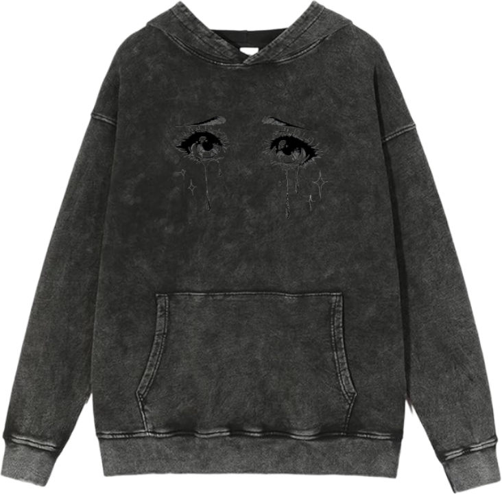 Anime Crying Eyes Over Size hoodie Washed 15