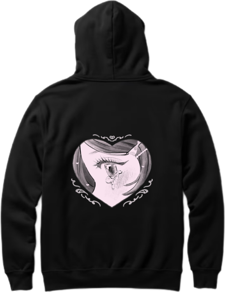 Crying Anime Eye One Size hoodie Black Back 14