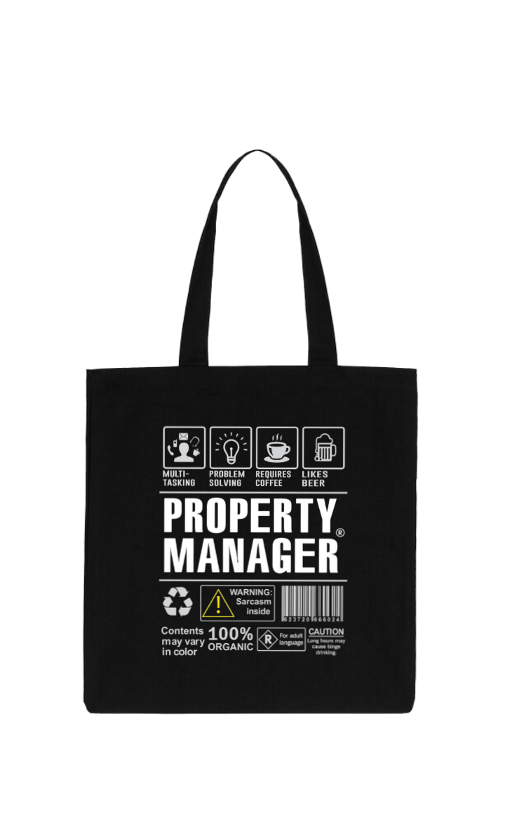 PROPERTY MANAGER Back text tote bag Black 130