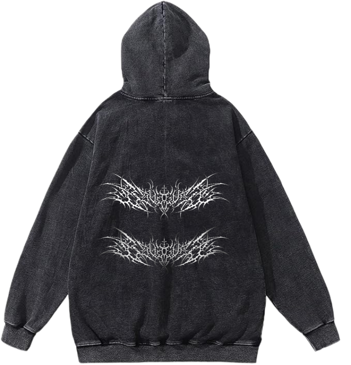 Goth Oversize Hoodie Washed gray Back 15