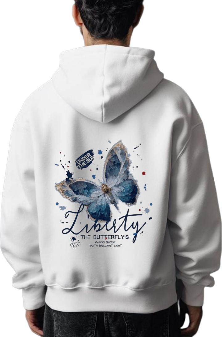 butterflies Oversize Hoodie White Back 15
