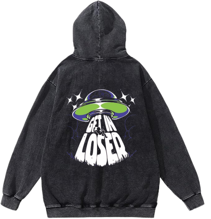 aliens Oversize Hoodie Washed gray Back 15