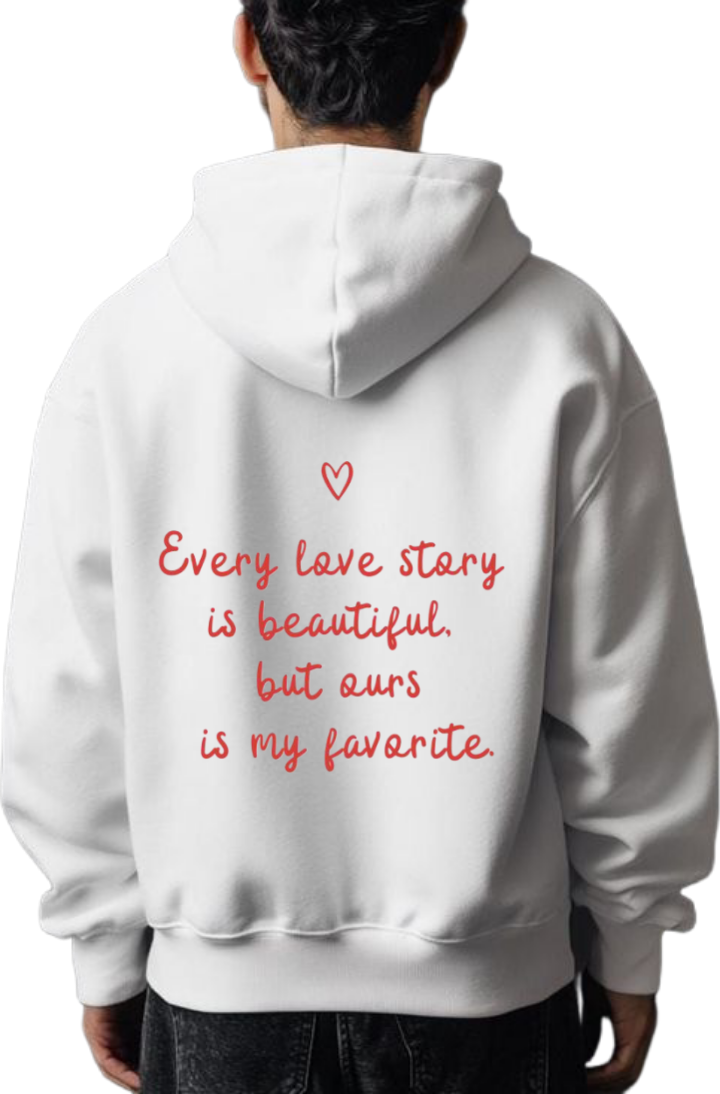 VaIentine coupIe Oversize Hoodie White Back 8