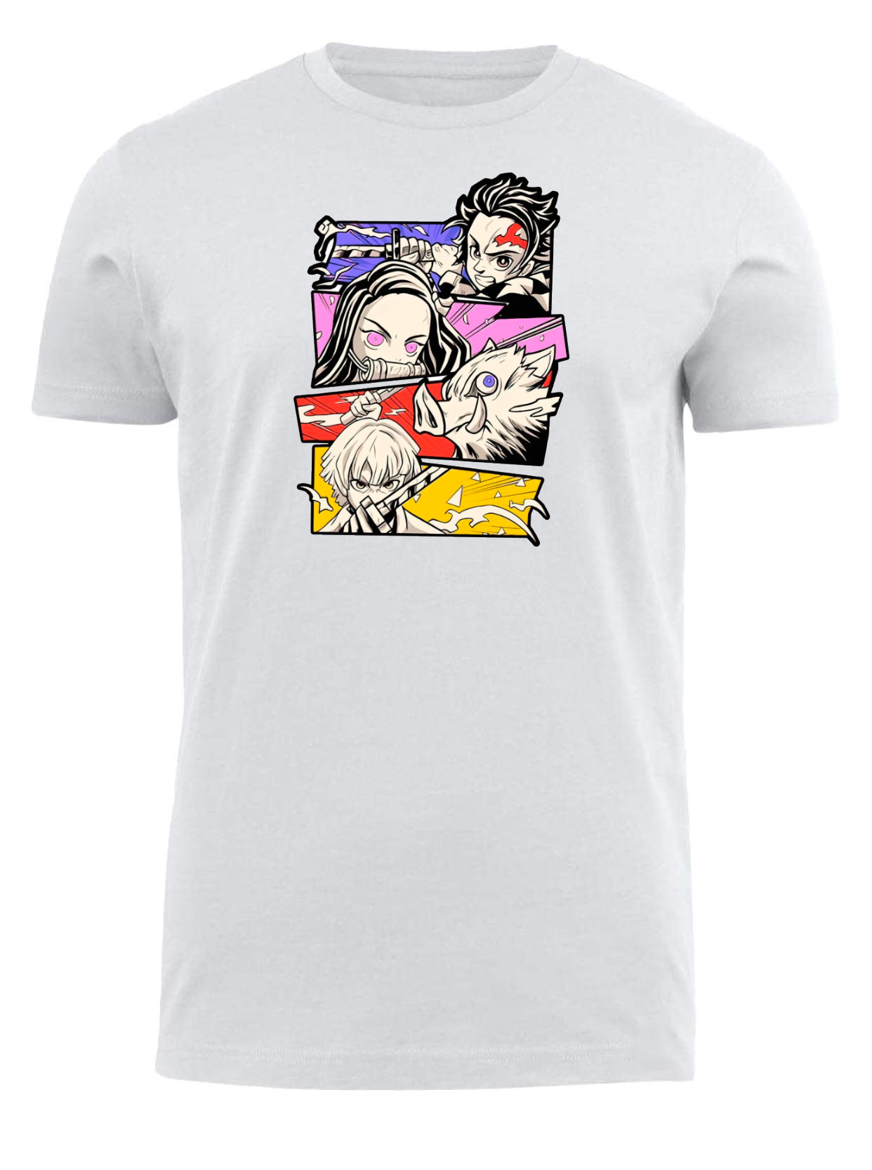Anime Demon slayer nezuko tanjiro t- shirt fit White 15