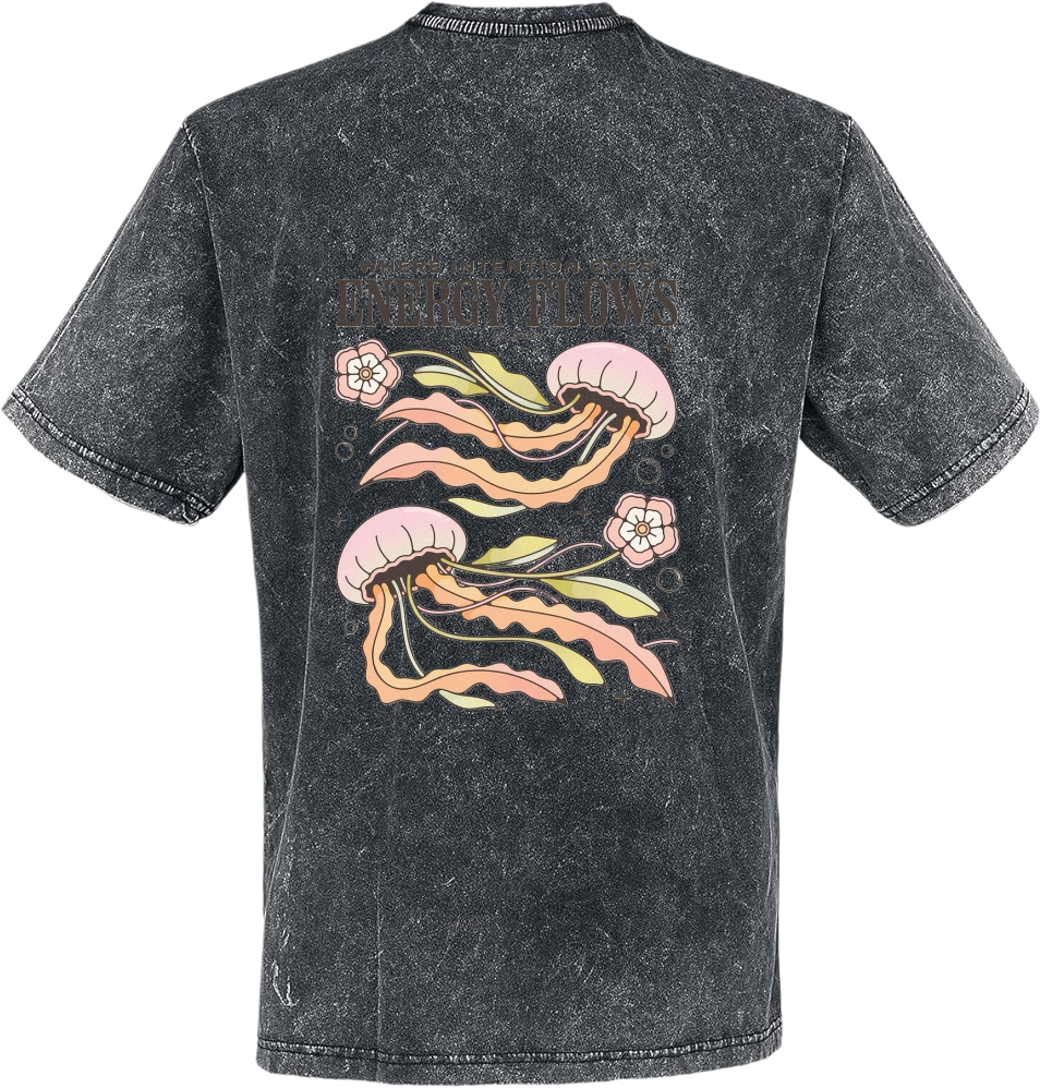 "Energy Flows t- shirt Over Size Washed Back 74