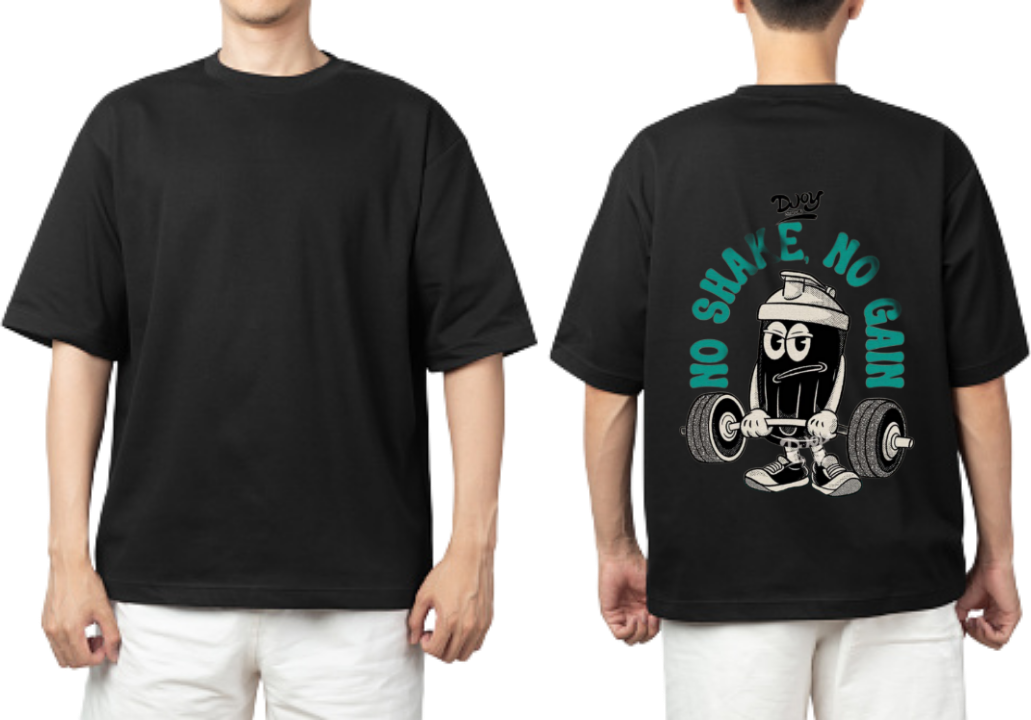 Comic No Shake No Gain t- shirt One Size Black back 15