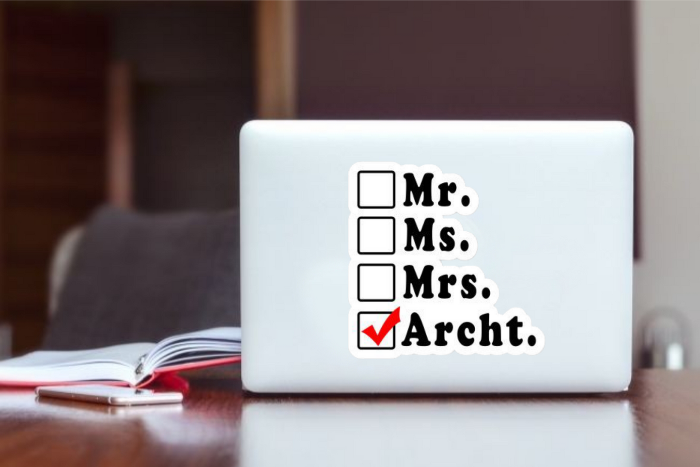 names Laptop Sticker Mr. Ms. Mrs. Archt. 15