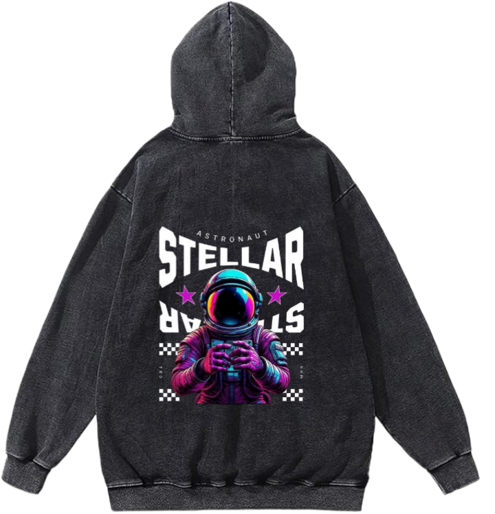 aliens Oversize Hoodie Washed gray Back 16