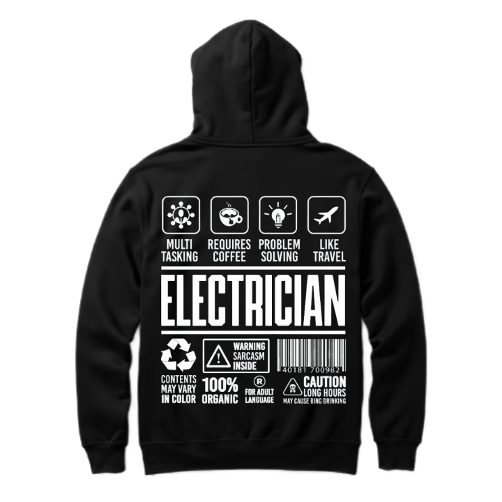 ELECTRICIAN Back text oversize hoodie back 16