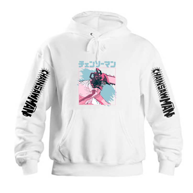 Chainsaw Man One Size hoodie White Back 7