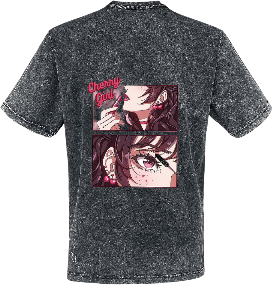 Cherry Girl Makeup Story t- shirt One Size Washed Back 16