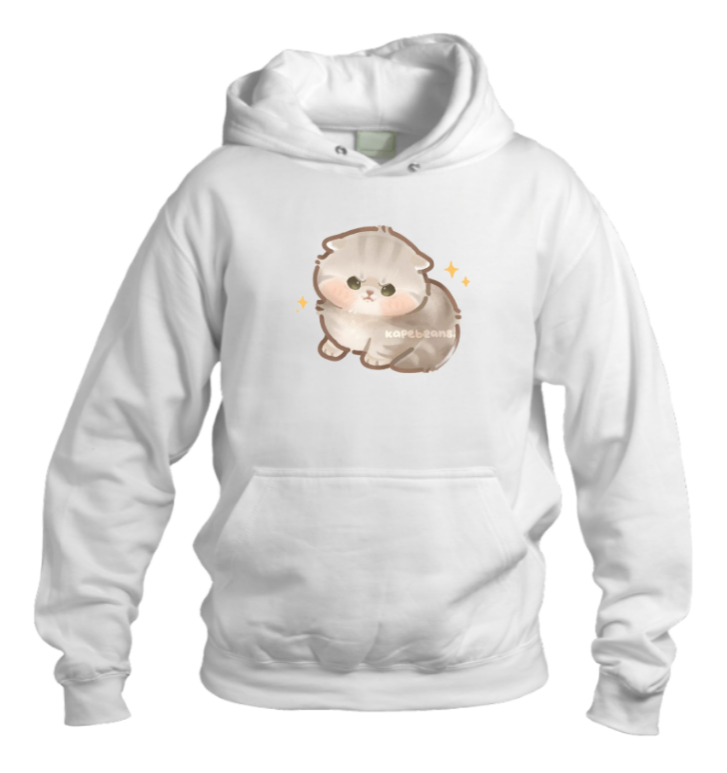 cat Oversize Hoodie White 16