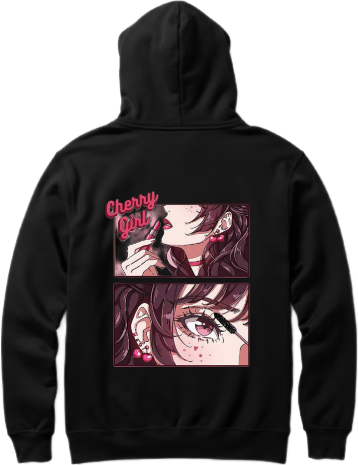 The Cherry Girl Makeup Story One Size hoodie Black Back 16