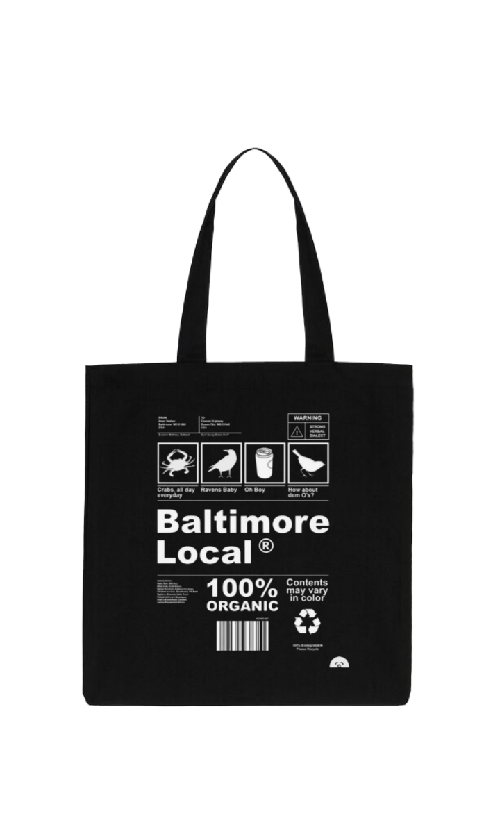 Baltimore Local Back text tote bag Black 131