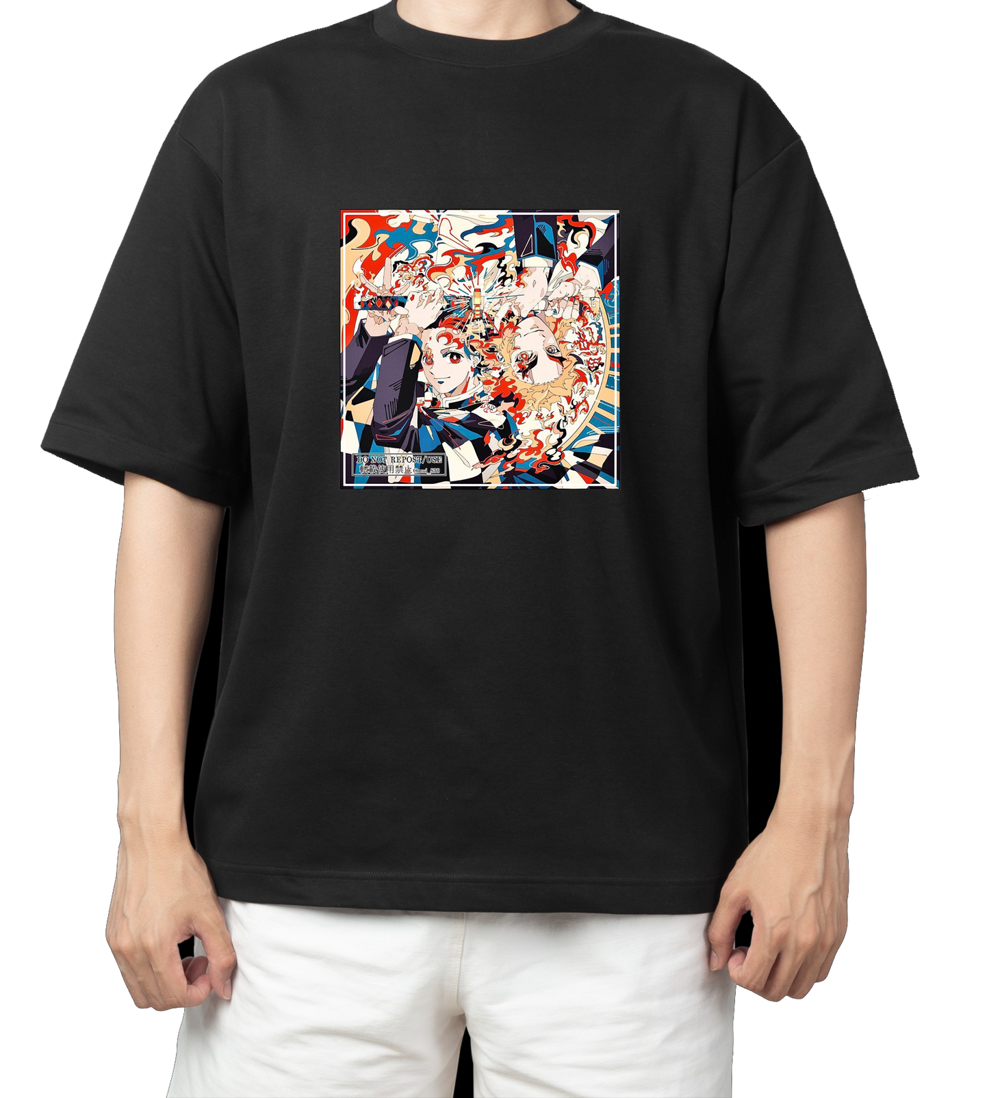 Anime Demon slayer nezuko tanjiro t- shirt Oversize Black 17