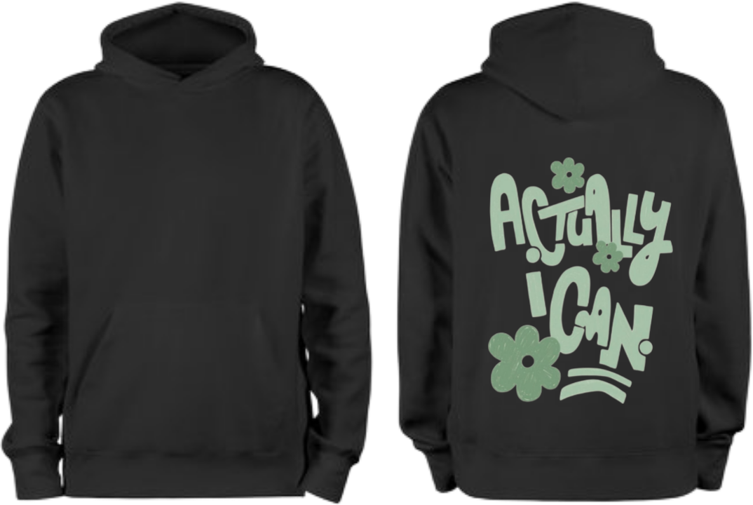 Actually I Can One Size hoodie Black Back 16