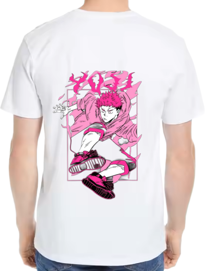 Yuji Itadori t- shirt One Size White back 16