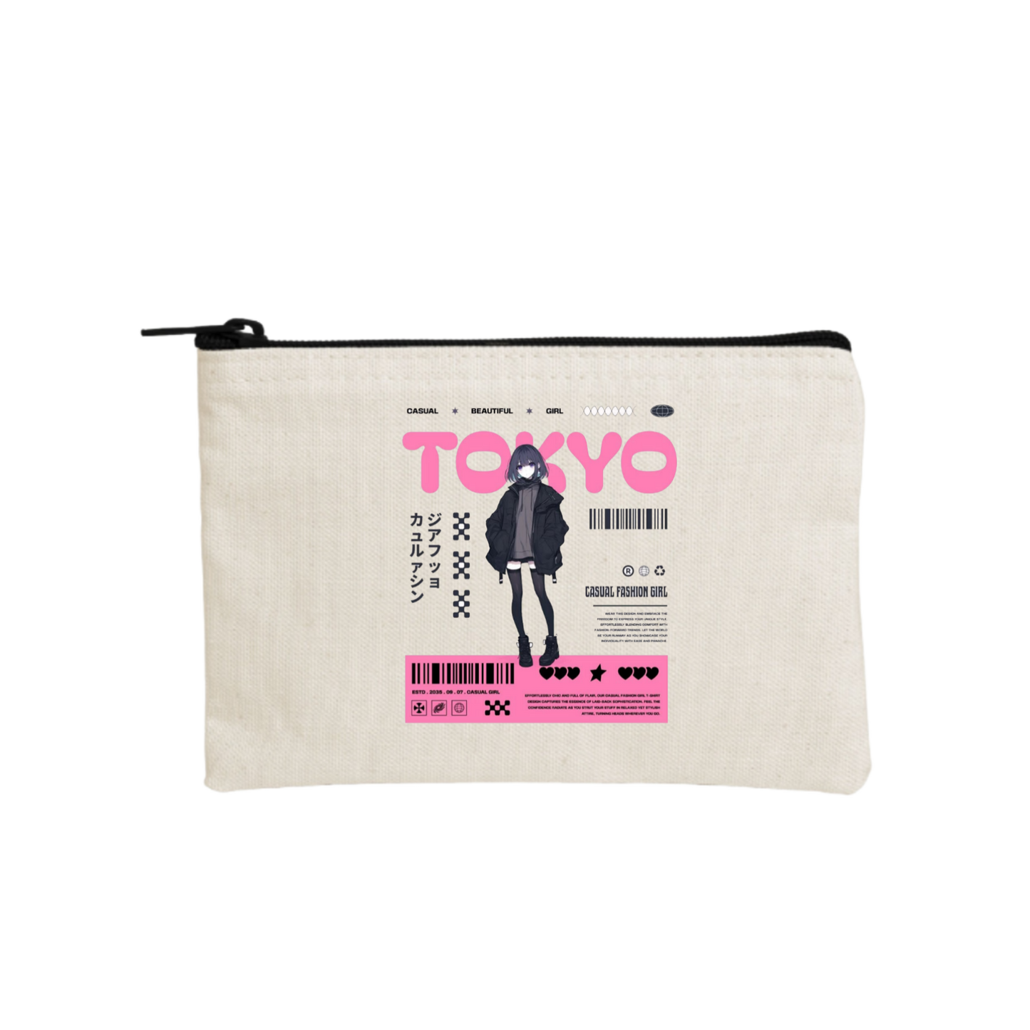 RANDOM ANIME GIRL wallet pencil case Beige 23