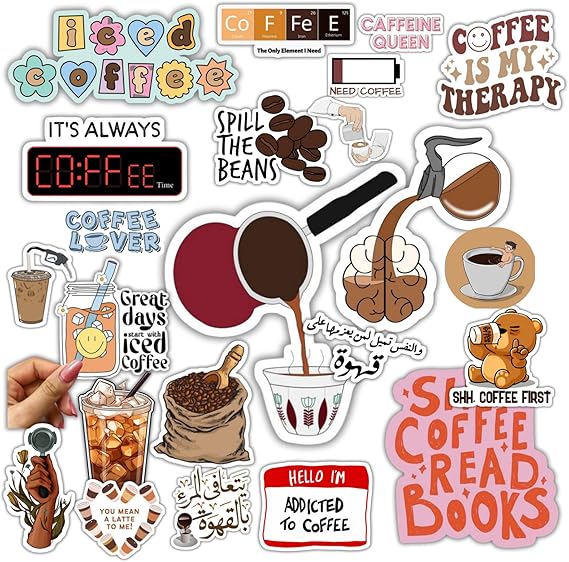 Sticker Coffee is my therapy و It’s always coffee time و Hello I’m addicted to coffee 15