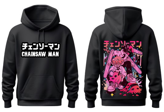 Chainsaw Man One Size hoodie Black Back 16