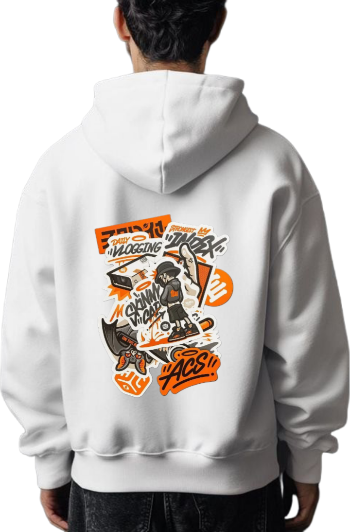 VLOGGING Over Size hoodie White Back 36