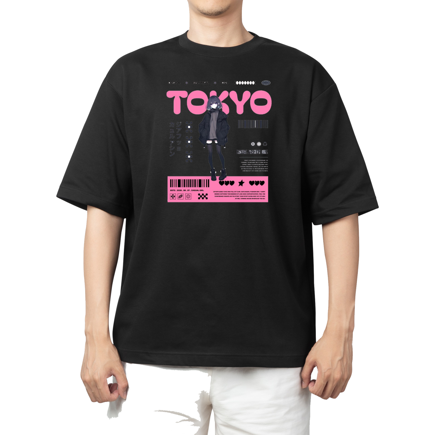 RANDOM ANIME GIRL t- shirt Black 17